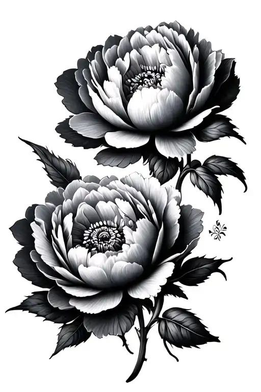 Mandala With Soft Peony Flowers Growing