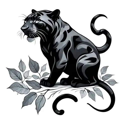 Panther And Leaves Blowing