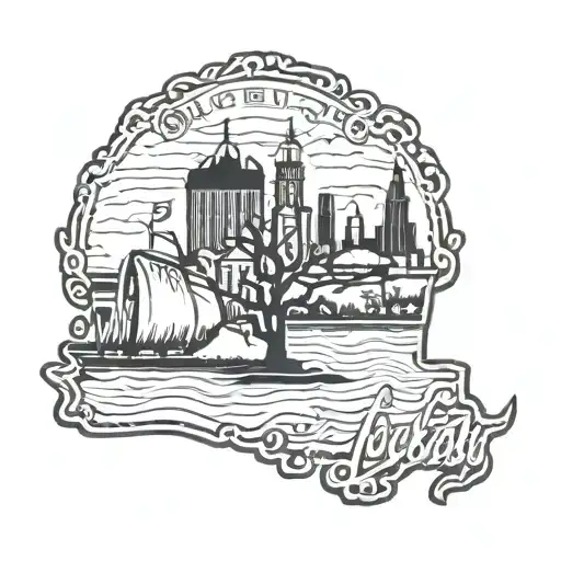 Outline Of Michigan With Anchor Tattoo Design