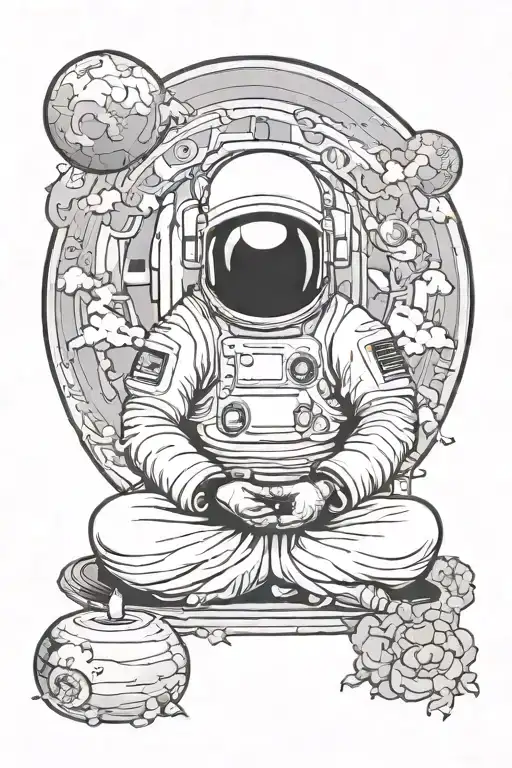 Buddist Astronaut Meditating