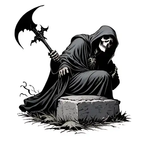 Grim Reaper On Grave