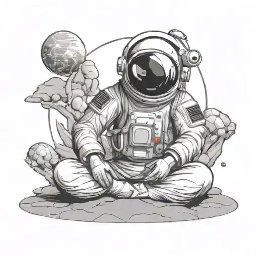 Buddist Astronaut Meditating