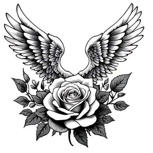 Wings And Roses Growing For Shoulder And Arm Full Sleeve