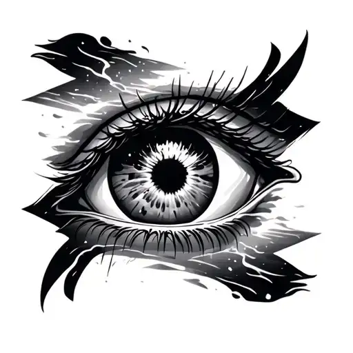 Forearm Tattoo Of An Eyeball With A Reflection Of A Storm Inside