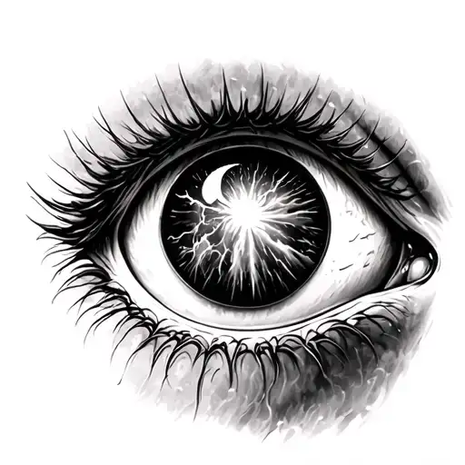 Realistic Forearm Tattoo Of An Eyeball With A Reflection Of A Storm Inside