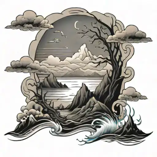 Stormy Seas And Mountains