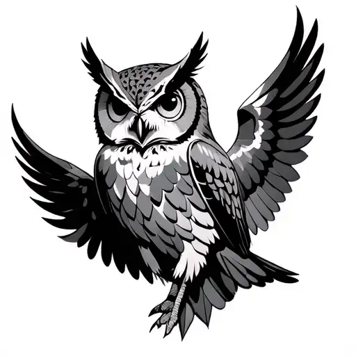 Geometric Owl With Wings Spread Open Chest