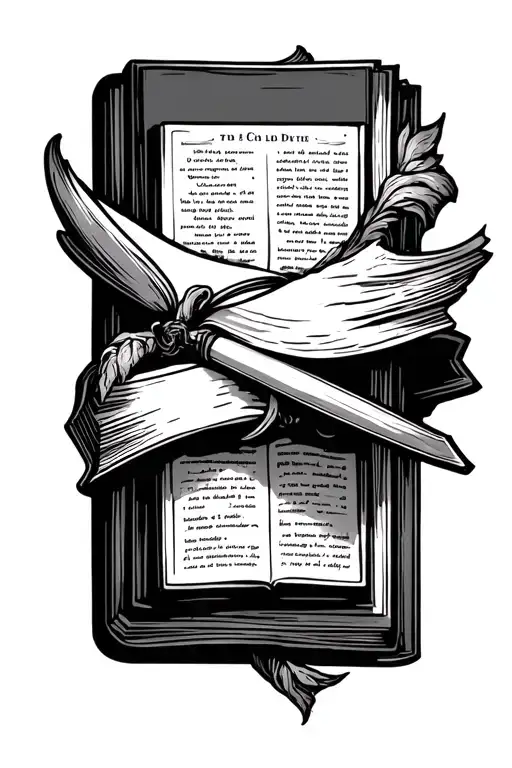 Long Sward Down Middle Of Open Bible