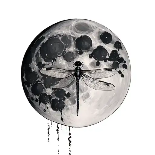 Moon With One Dragonfly