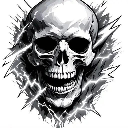 God Skull Lightning Bolt
