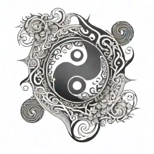 Yin Yang & Karma Symbol Intertwined