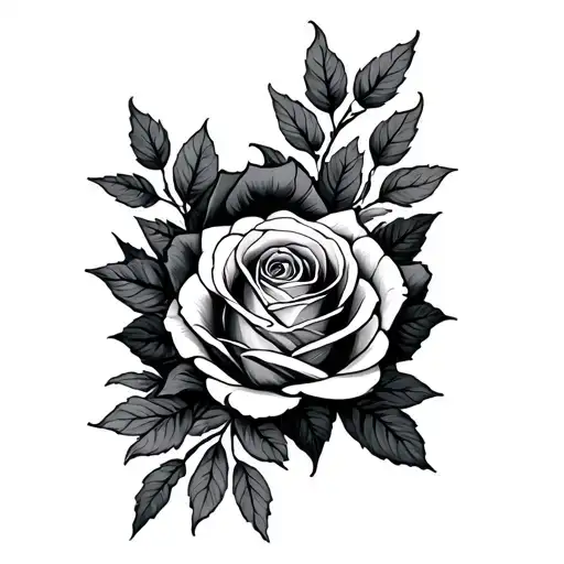 Roses And Leaves Around A Square