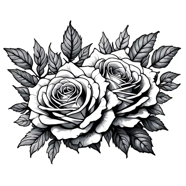 Frame Of Roses And Laves