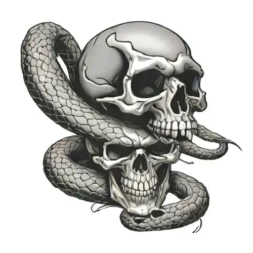Skull And Snake Coiled