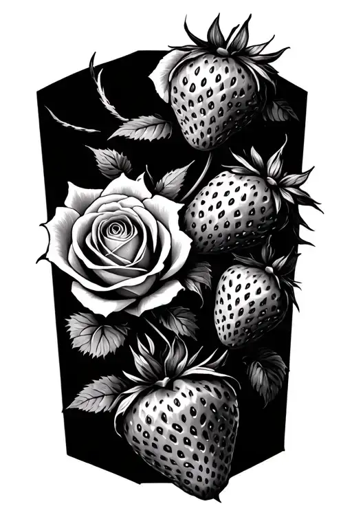 Roses And Strawberries Inside A Square