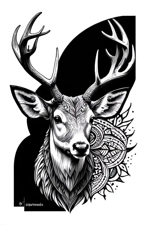 Mandala Stag Geometric Dot Work Tattoo Full Wrap Forearm