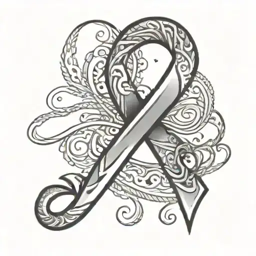 Cancer Ribbon With Fishing Hook