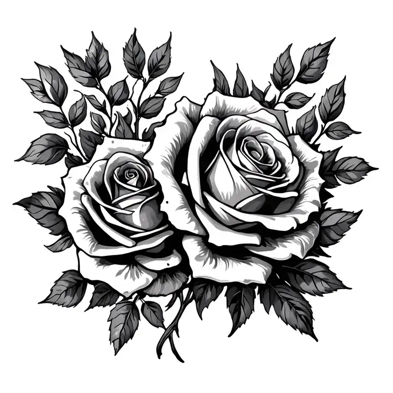 Frame Of Roses And Laves