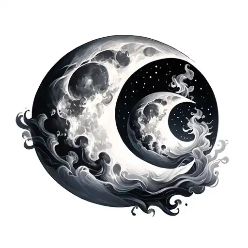 Triple Moon With Smoke Falling From