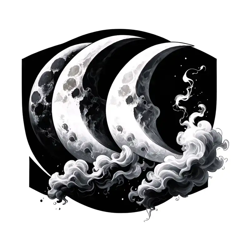 Triple Moons With Smoke Falling From It