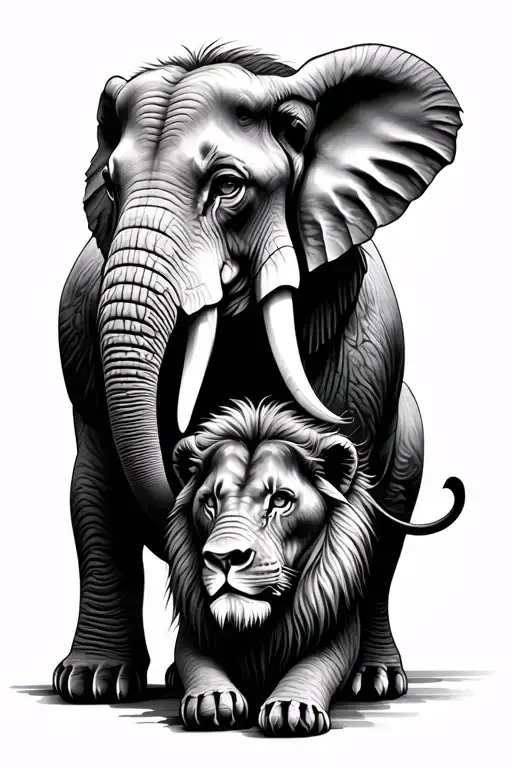 Elephant And Lion