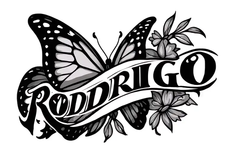 Butterfly Wrapped Around The Name 'Rodrigo'