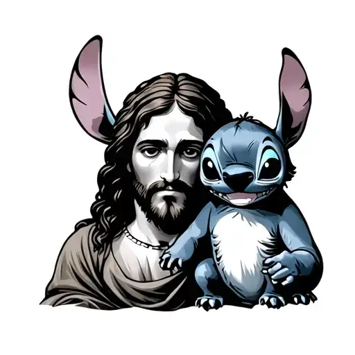 Jesus And Stitch Holding