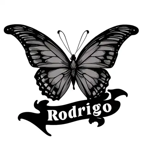 Butterfly Wrapped Around The Name 'Rodrigo'
