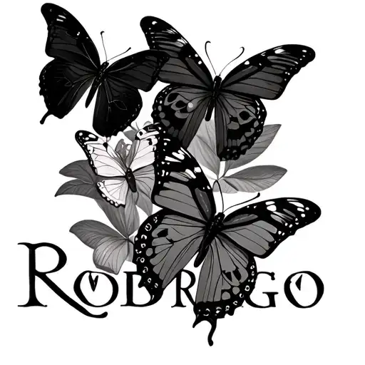 Butterflies Wrapped Around The Name 'Rodrigo'