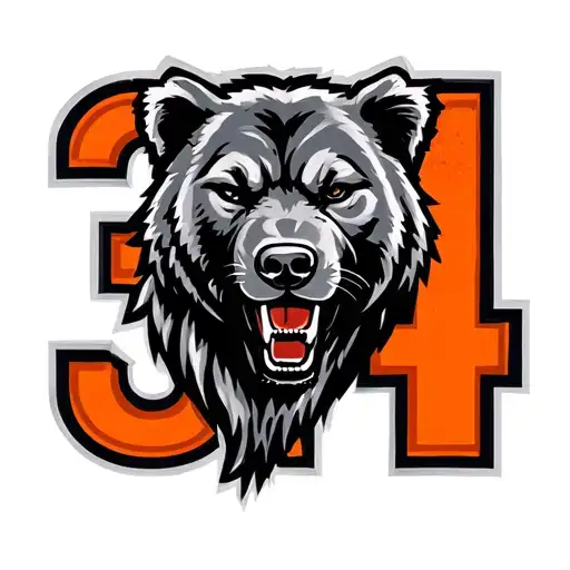 The Chicago Bears Logo With The Numbers 34 Behind It