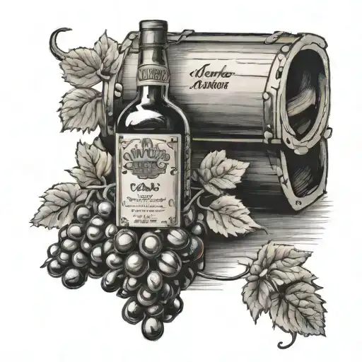 Maker's Mark Bottle Behind Grape Cluster