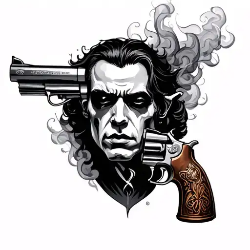 Baretta With Smoke Out Of Barrel