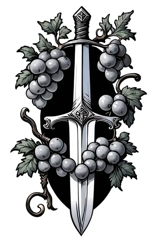 Small Vineyard Grapevine And Sword Intertwined
