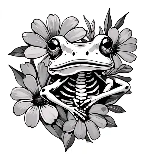 Flowers With Frog Skeleton