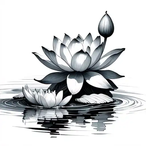 Japanese Lotus On Water