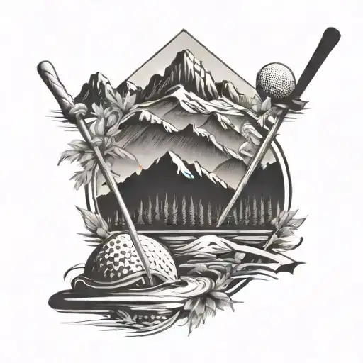 Mountains With Ice Hockey And Golf Course