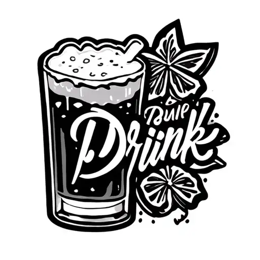A Phrase With Drink Sign Next To It Tattoo Design
