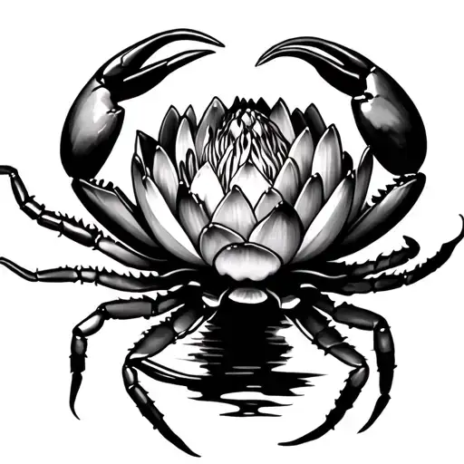 Crab On Waterlily Flower