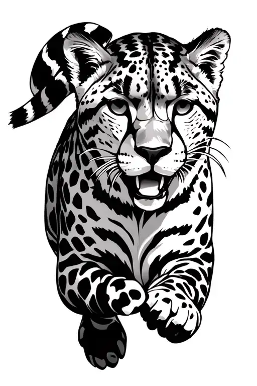 King Cheetah Running Line Art