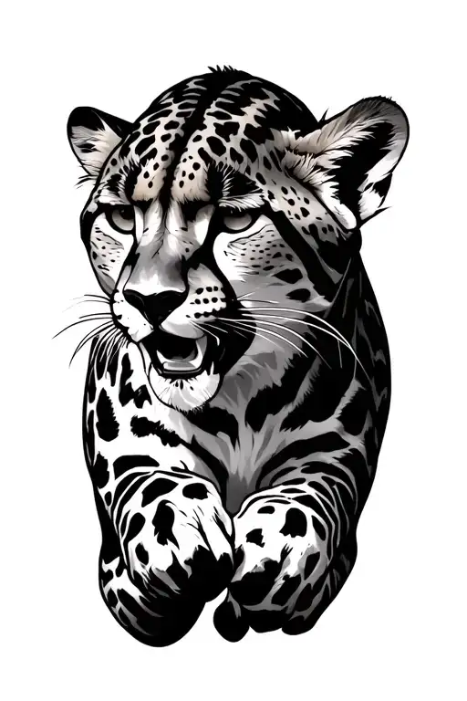 King Cheetah Running Line Art Side View