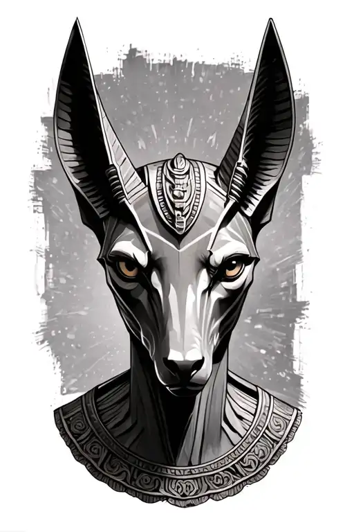 Realistic Anubis Scultesl Style Like In Carved In Stone Design