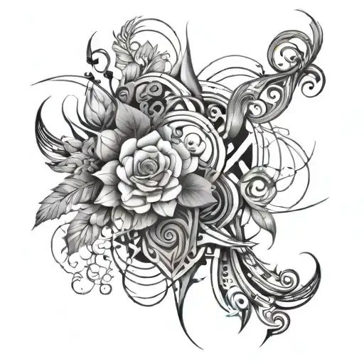 Extraordinary Tattoo With Contrast Lines Connecting Various