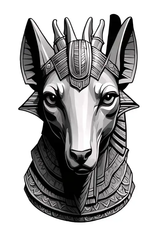 Realistic Anubis Sculpture Style Like Its Carved In Stone Design