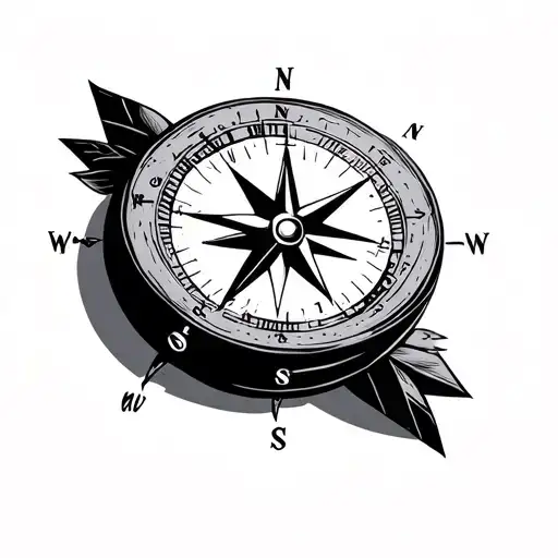 Compass Clock Arrow Globe Minimalist