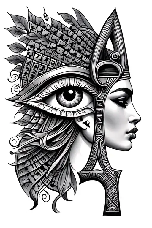 Ankh And Eye Of Horus Tattoo Women