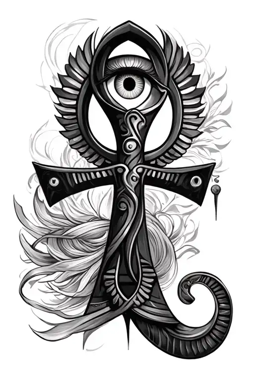 Ankh And Eye Of Horus Tattoo For Women