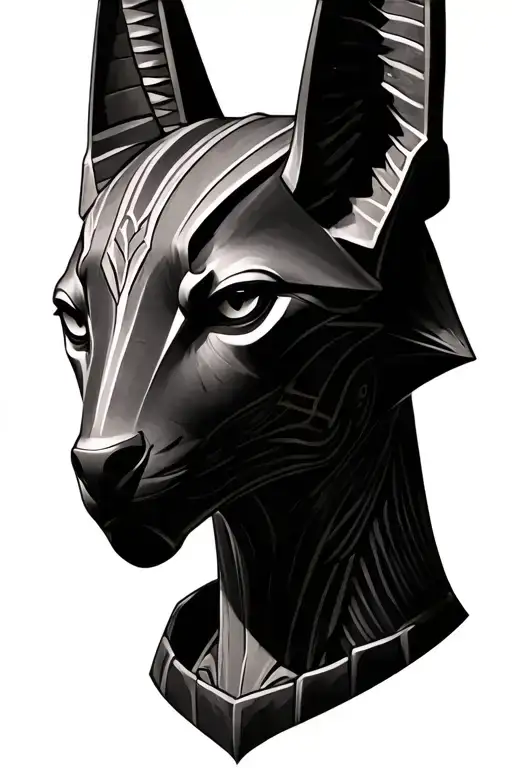Realistic Realism Anubis Portrait Angled Sculpture Black And Grey Realism