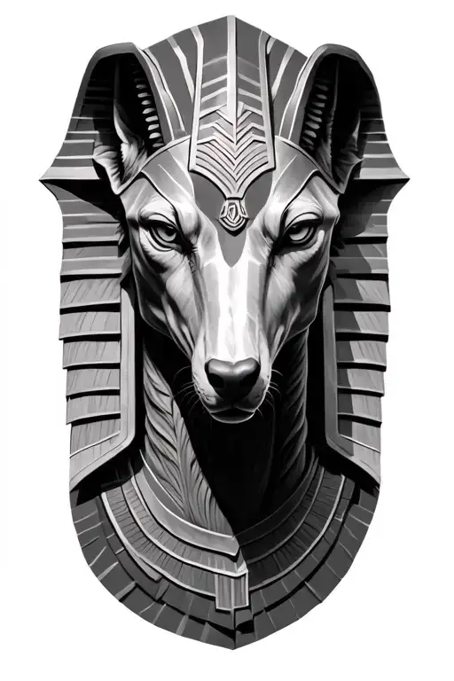 Realistic Realism Anubis Portrait Angled Sculpture Black And Grey Realism Hyper Realism