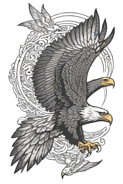 Eagle Flying Towards The Sun