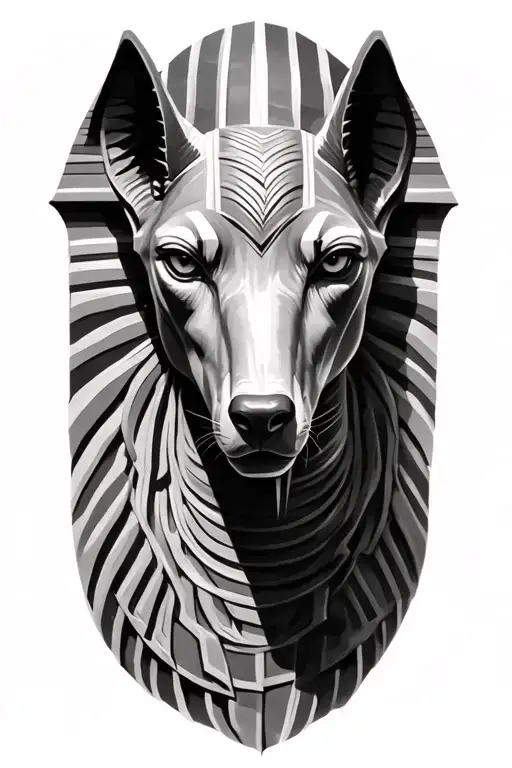 Realistic Realism Anubis Portrait Angled Sculpture Black And Grey Realism Hyper Realism